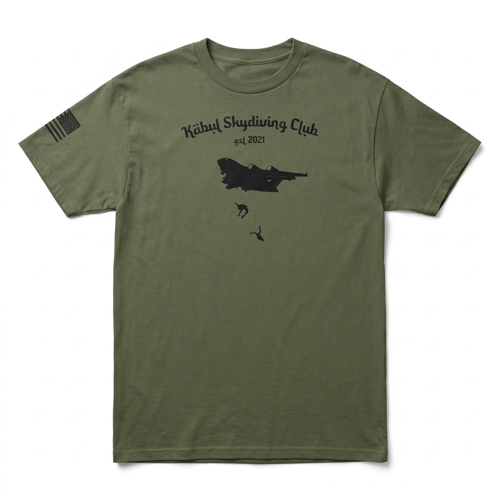 Pro Club Kabul Skydiving Club T-Shirt Mens 4XL Green Excellent Heavyweight Skull